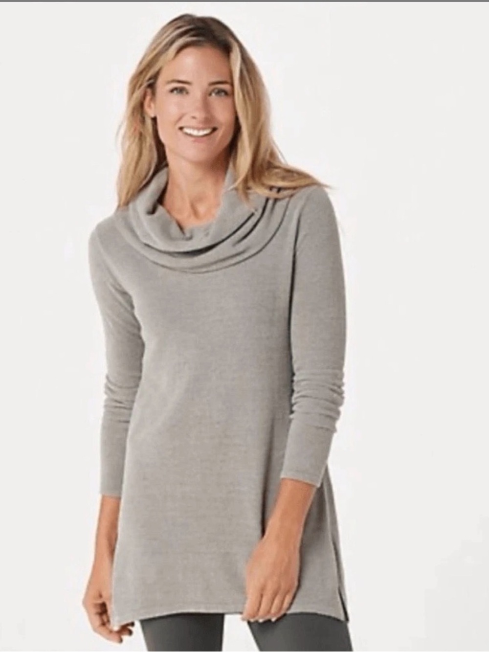 Barefoot Dreams Women’s CozyChic Ultra Lite Cowl Neck Tunic Sweater 2X taupe